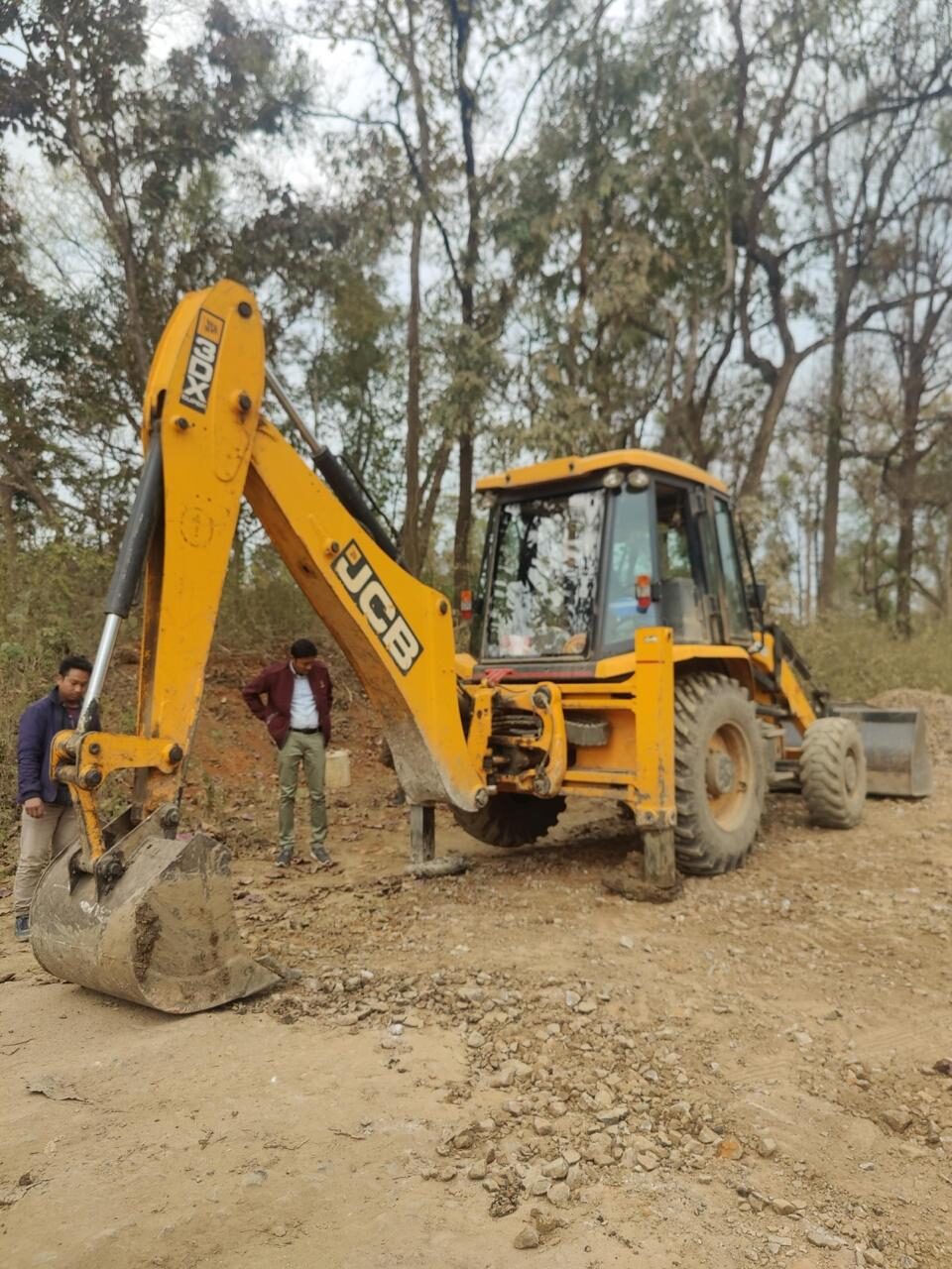 JCB backhoe on site