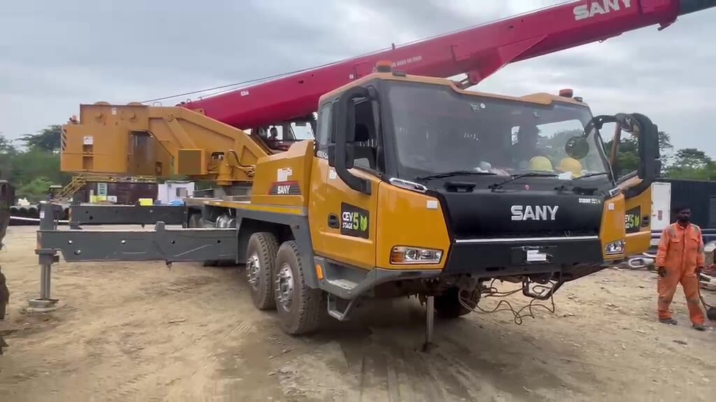 Sany truck crane in the yard